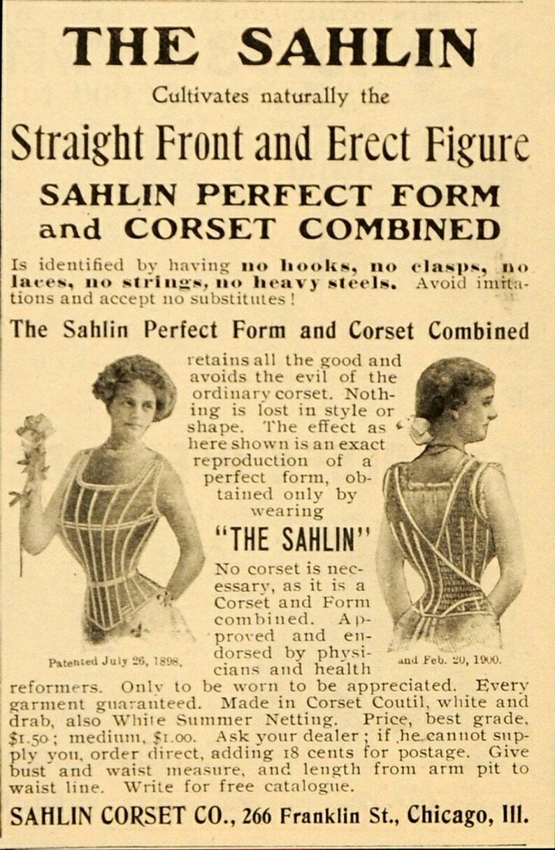 1900s S-bend corset pattern Sahlin corset pattern XS Printable Edwardian Corset Pattern