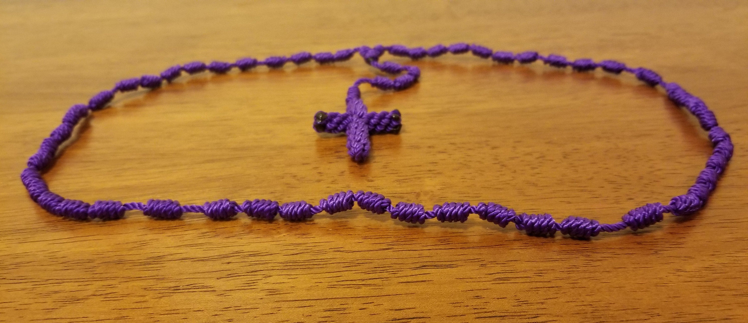 Rosary Necklace, Rosario Collar, Nylon String Rosary Rosary Necklace, Rosario Collar, Nylon String Rosary