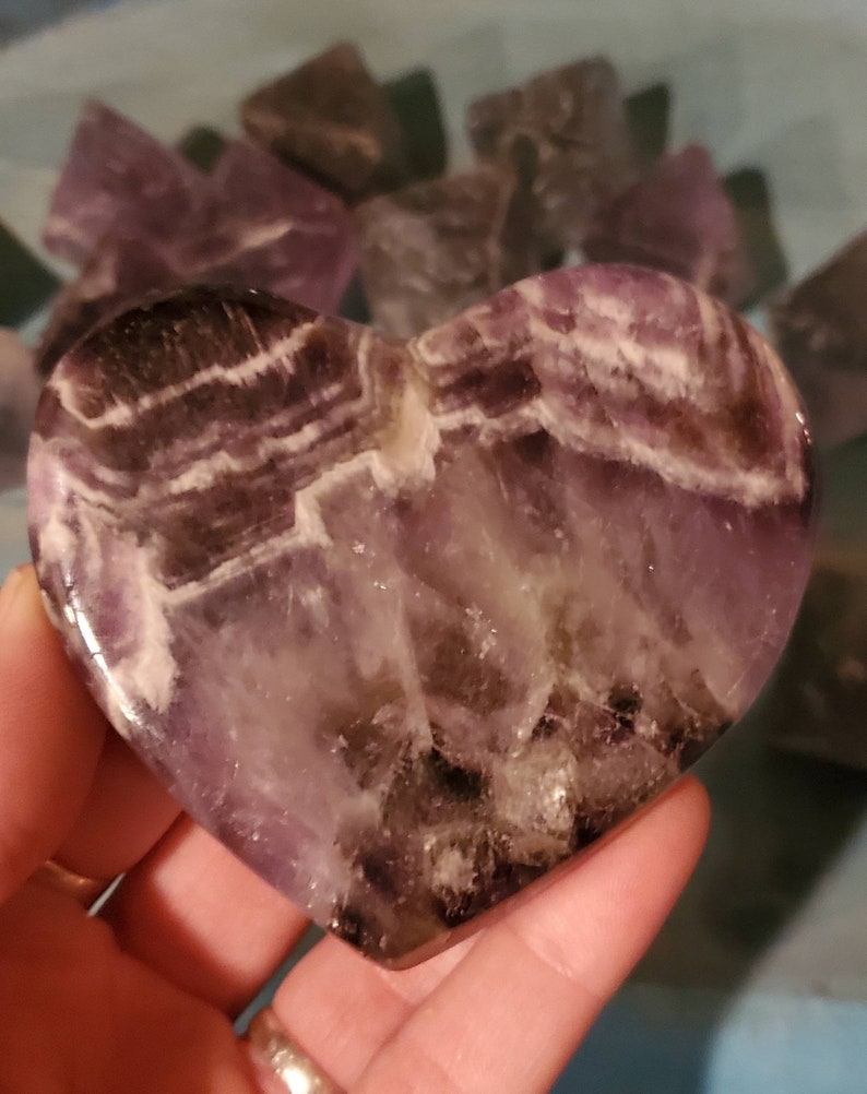Chevron Amethyst heart, crystal heart, amethyst heart, free shipping.
