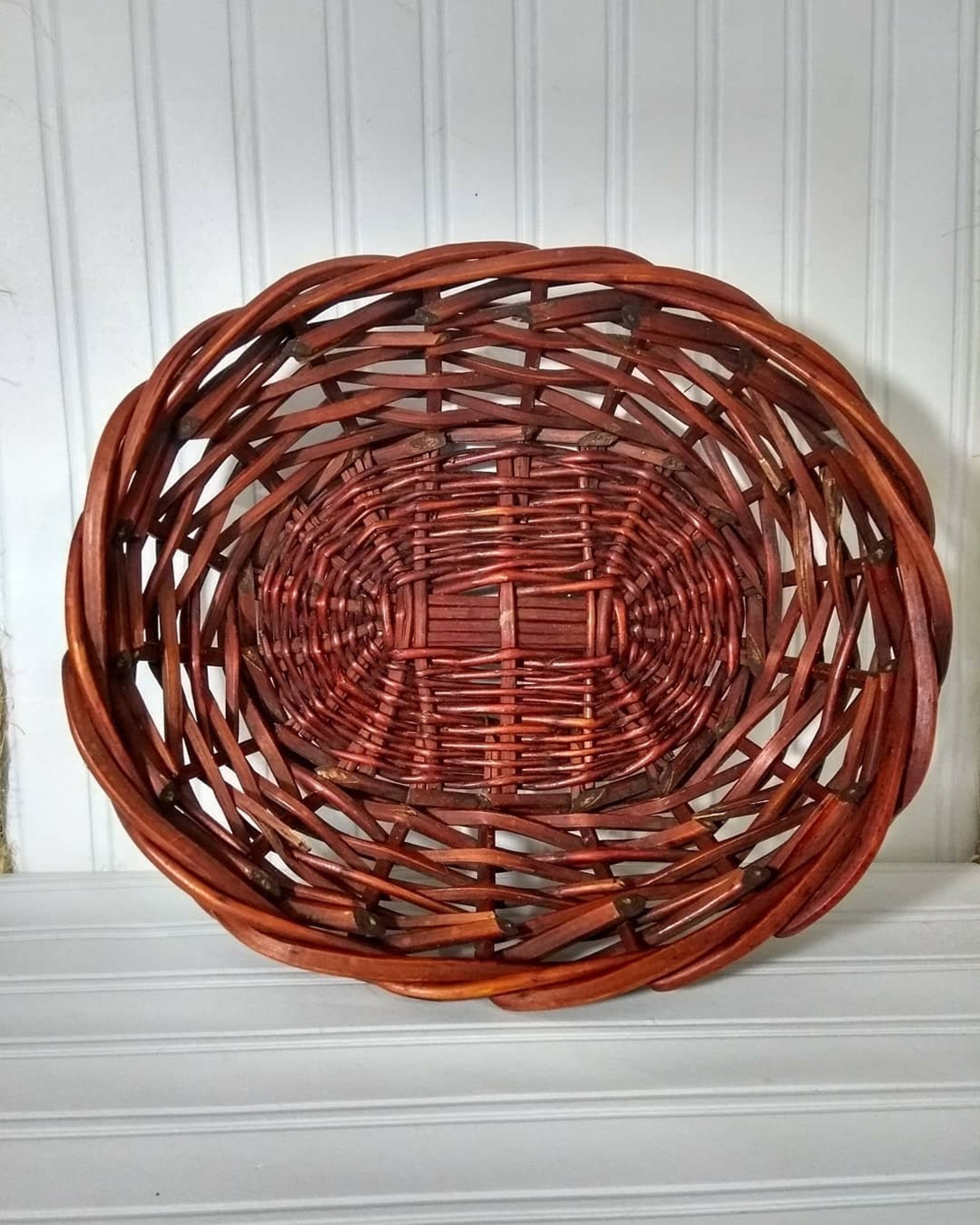 Vintage Deep Brown Wicker Basket/Vintage Storage Basket/Wicker Etsy