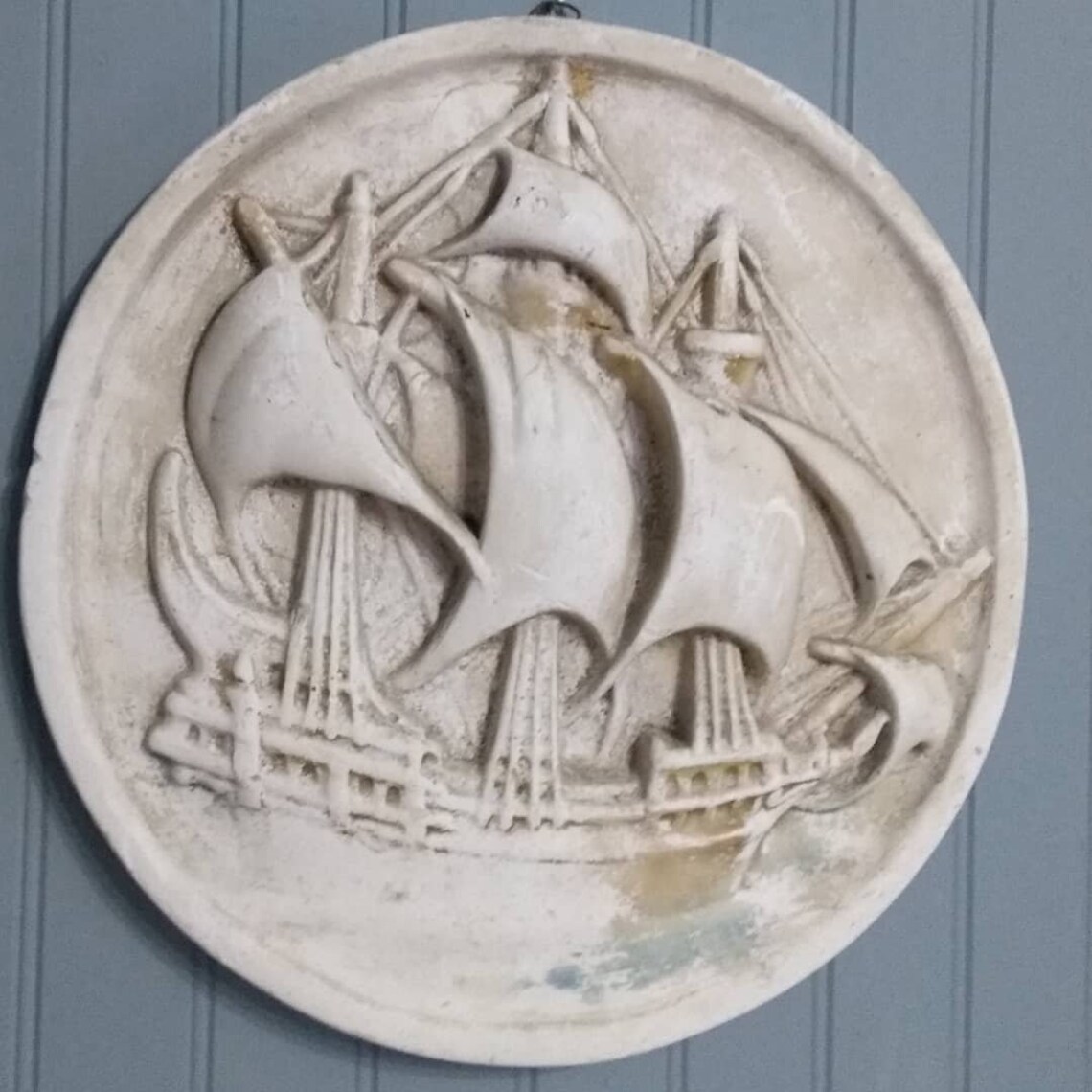 Vintage Nautical Wall Plaque/plaster Wall Decor With Ship/sail - Etsy