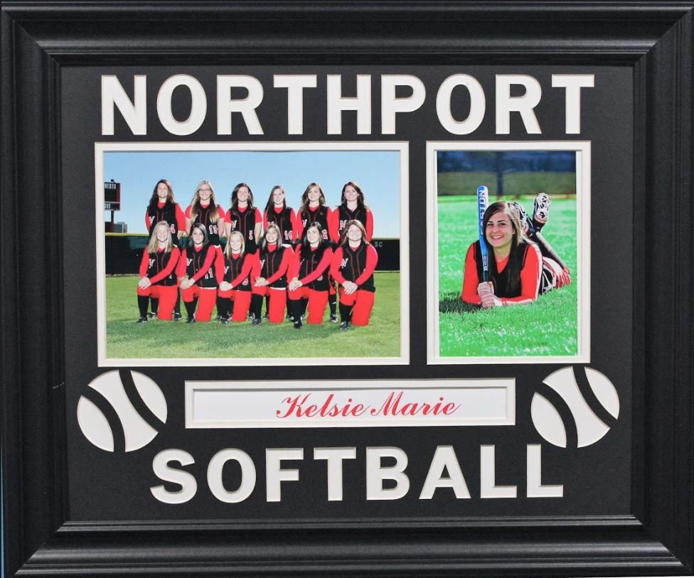 PERSONALIZED Softball 2 Photo Collage Picture Frame Gift Etsy