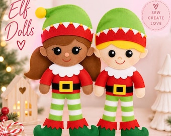 Felt Elf Doll Sewing Pattern PDF – Christmas Soft Toy Tutorial – DIY Stuffed Doll Pattern – Holiday Plush Decoration – Beginner Project