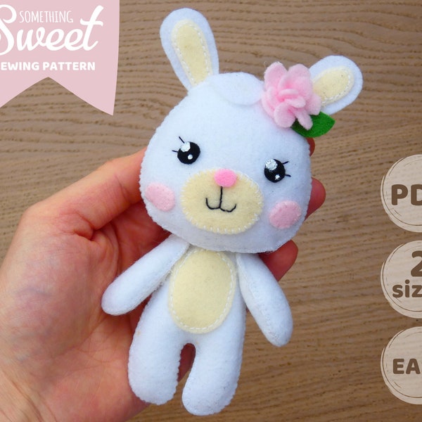 Easter felt Bunny Doll Sewing PATTERN & Tutorial -  woodland animal, plush toy, baby crib mobile toy, soft toy, felt bunny ornament