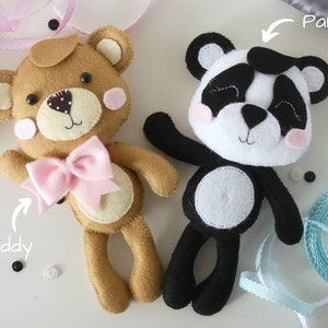 Felt Teddy and Panda - Hand Sewing Pattern & Tutorial