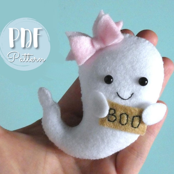 PDF Ghost felt Sewing PATTERN -  Halloween toy, cute ornament, baby crib mobile, easy to make Halloween decor, hand sewing pattern