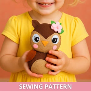 PDF felt  Owl Sewing PATTERN & Tutorial -  Felt woodland animal, plush toy, baby crib mobile toy, felt sewing instruction, felt owl ornament