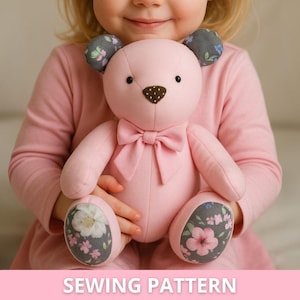 2 in 1: PDF Memory Teddy Bear and Bunny Sewing PATTERN & Tutorial - Pattern for Teddy, Soft Toy Pattern PDF, Plush Toy Pattern,