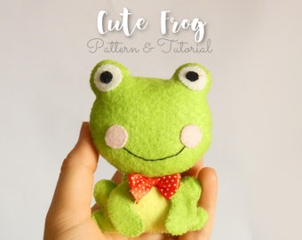 PDF Felt  Frog Sewing PATTERN  & Tutorial - stuffed animals pattern, hand sewing pattern, felt ornaments, baby mobile pattern, soft toy