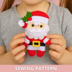 Santa Claus felt sewing PATTERN PDF & Tutorial - Christmas tree ornament, baby crib mobile, felt Christmas gift, plush toy pattern