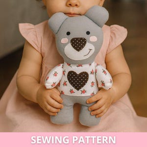 PDF Simple Memory Teddy Bear Sewing PATTERN & Tutorial - Pattern for Bunny, Soft Toy Pattern, Plush Toy Pattern, Downloadable Pattern