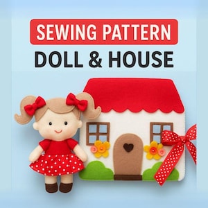 Felt Dollhouse & Doll PDF Sewing Pattern – Quiet Book Hand Sewing Tutorial