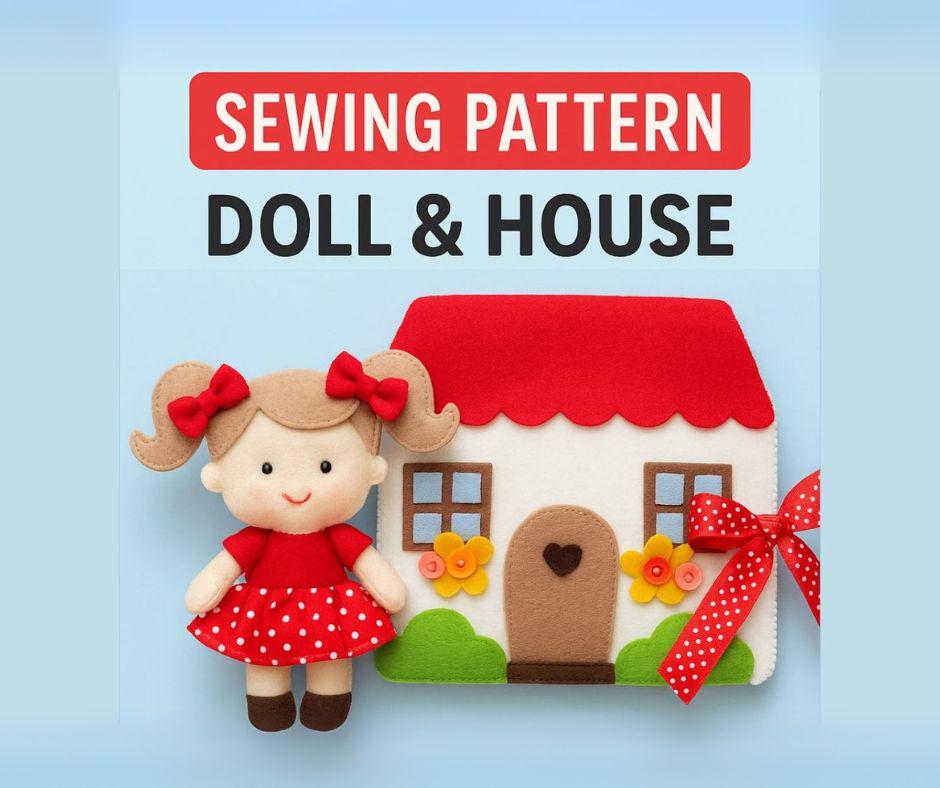 Felt Dollhouse & Doll PDF Sewing Pattern – Quiet Book Hand Sewing Tutorial