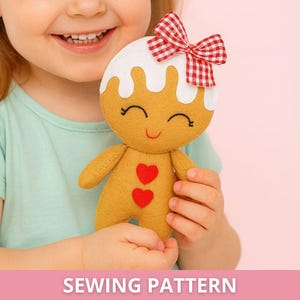 Peperkoekmannetje vilten ornamentpatroon – Kerst pdf-naaipatroon, doe-het-zelf vakantiedecoratie, naai-tutorial met de hand