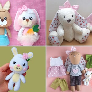 Easter toys PDF Sewing Patterns boundle  - rag doll pattern, bunny felt pattern, stuffed toys, fabric doll, dollmaking patterns