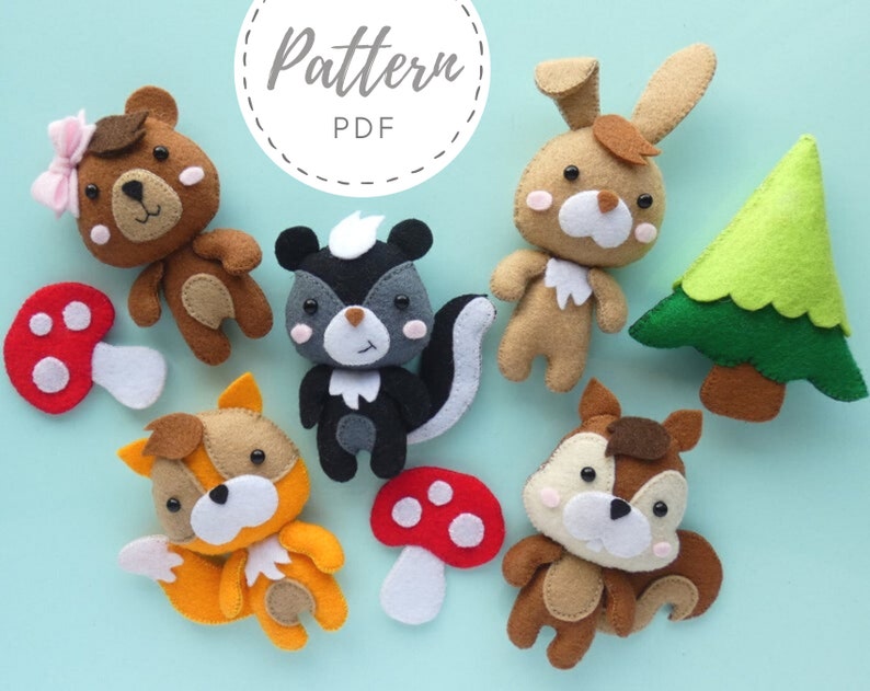 plush woodland animals