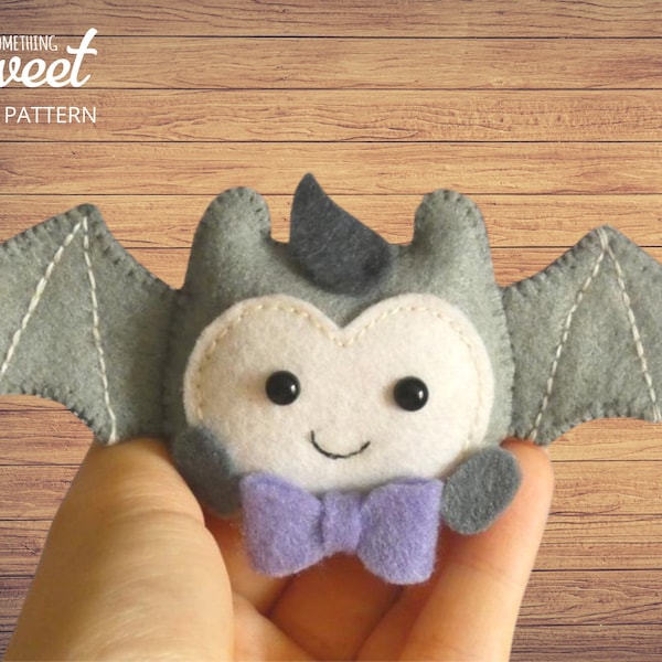 PDF felt Bat Sewing PATTERN & Tutorial - Halloween Bat, felt ornaments, vampire bat, plush pattern, felt halloween toy, easy digital pattern