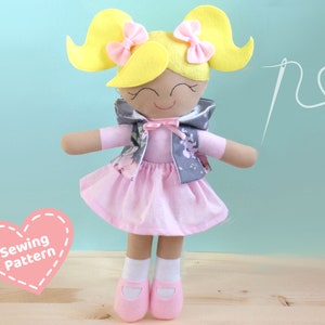 PDF Dress up Rag Doll with clothes Sewing PATTERN & Tutorial -  cloth doll pattern, fabric doll pattern, softie toy pattern, DIY Doll