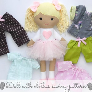 PDF Rag Doll with clothes Sewing PATTERN & Tutorial -  dress up doll, cloth doll pattern, fabric doll pattern, softie toy pattern, DIY Doll