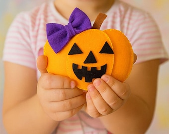 Halloween Pumpkin felt Sewing PATTERN PDF - easy felt sewing project for beginners, Halloween ornament,  hand sewing  stuffed pumpkin
