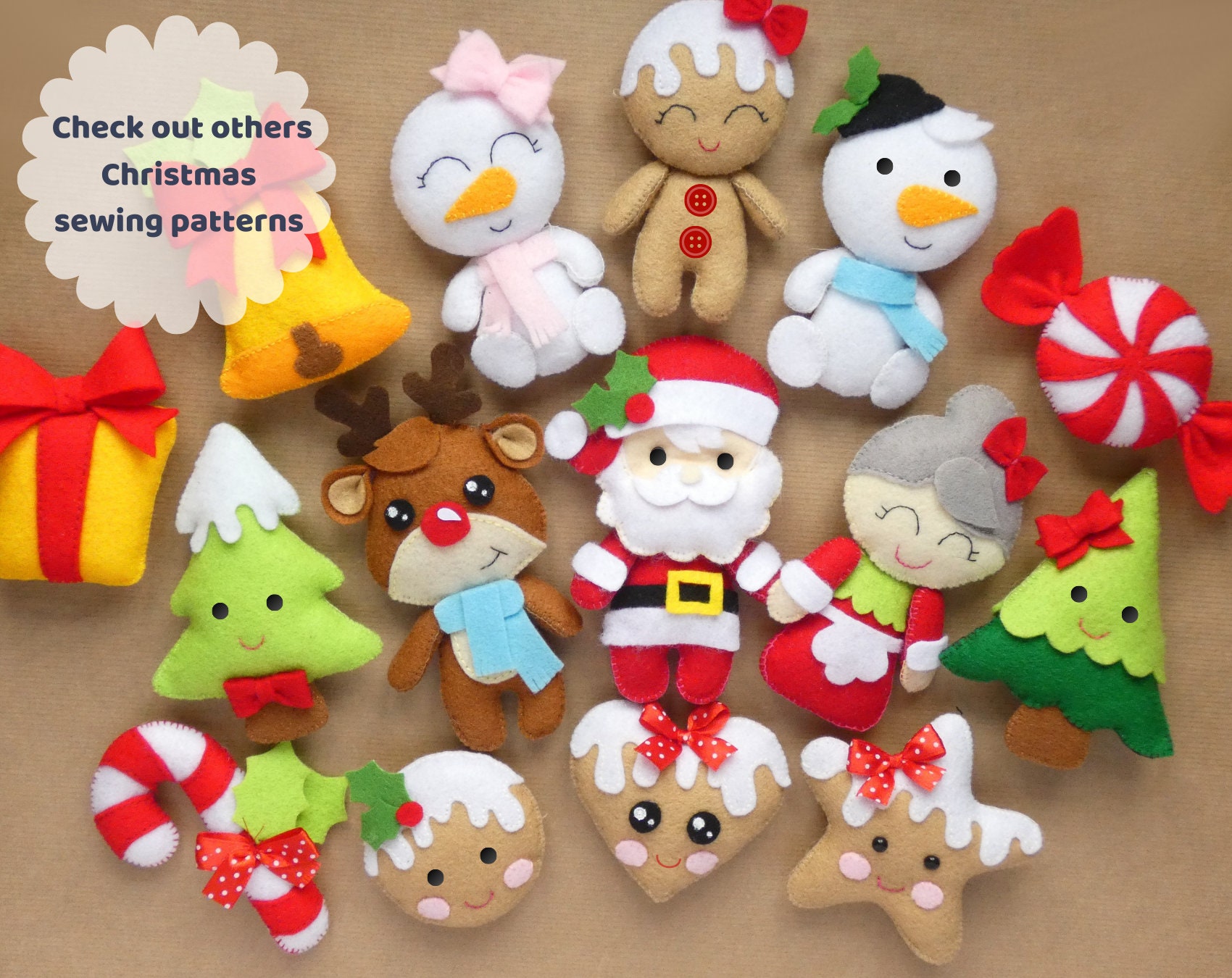 Mrs. Santa Felt Sewing PATTERN PDF &amp; Tutorial Christmas Felt | Etsy