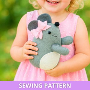 Felt Mouse Sewing Pattern PDF – DIY Plush Toy, Hand Sewing Soft Animal Ornament Tutorial, Easy Beginner Craft, Nursery & Christmas Decor