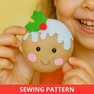 Gingerbread pudding Christmas ornament sewing PATTERN PDF & Tutorial - christmas felt decoration, Holiday decor, hand sewing project
