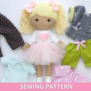 PDF Rag Doll with clothes Sewing PATTERN & Tutorial -  dress up doll, cloth doll pattern, fabric doll pattern, softie toy pattern, DIY Doll