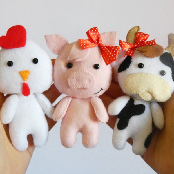 PDF Felt Farm Animals  Sewing PATTERN & Tutorial -  Felt cow, chicken and hen soft toy