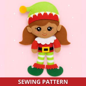 Felt Elf Doll Sewing Pattern PDF – Christmas Soft Toy Tutorial – DIY Stuffed Doll Pattern – Holiday Plush Decoration – Beginner Project