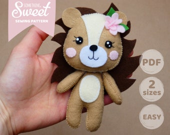 PDF felt Hedgehog Doll  Sewing PATTERN & Tutorial - Felt woodland animal, plush toy, baby crib mobile toy, felt hedgehog ornament