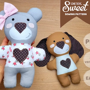 PDF Simple Memory Teddy Bear Sewing PATTERN & Tutorial - Pattern for Bunny, Soft Toy Pattern, Plush Toy Pattern, Downloadable Pattern