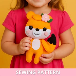 PDF felt Fox Doll Sewing PATTERN & Tutorial -  Felt Woodland Animal, Plush Toy, baby crib mobile toy, soft toy, felt fox ornament