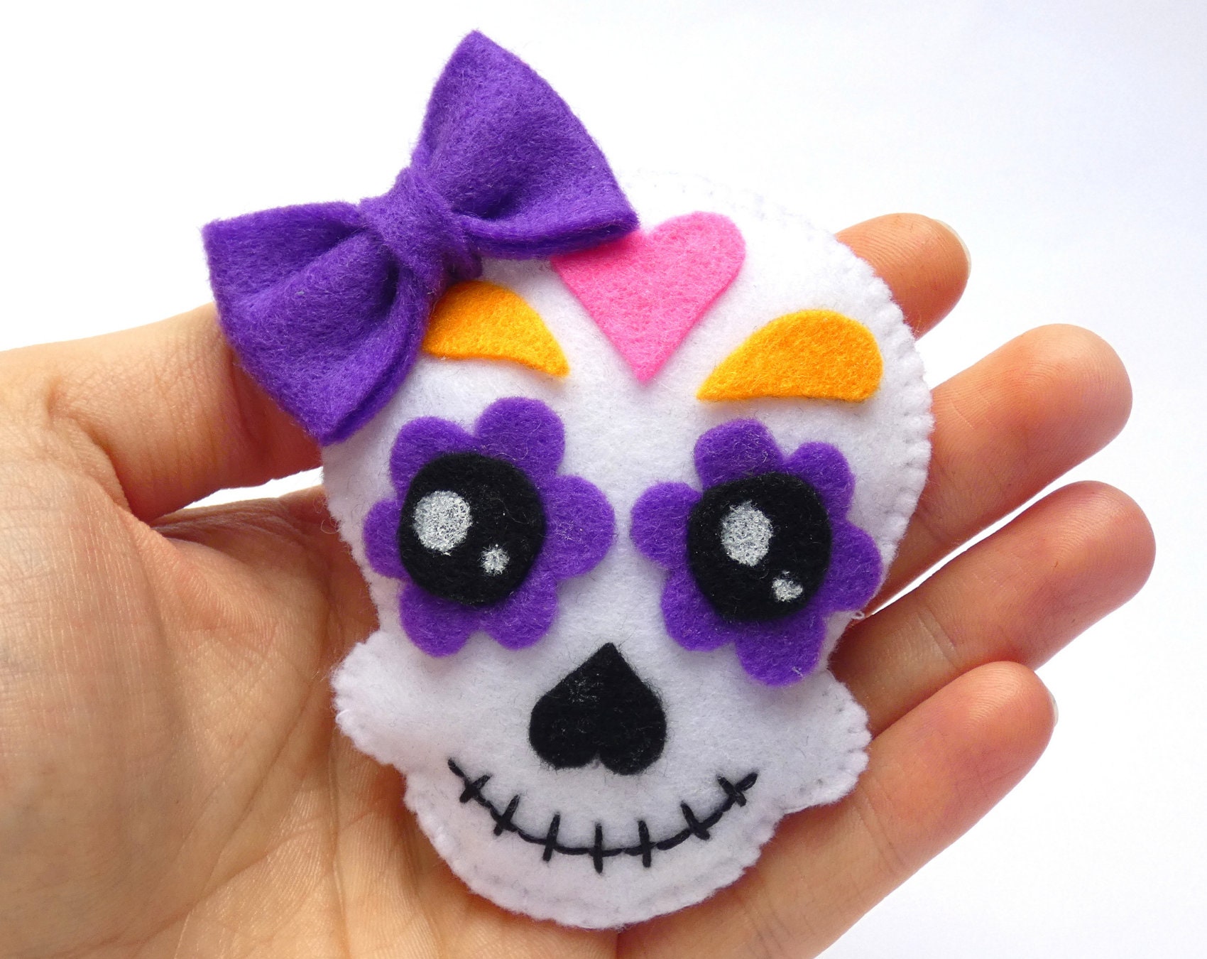 PDF Felt Halloween Sugar Skull Sewing PATTERN & Tutorial Etsy