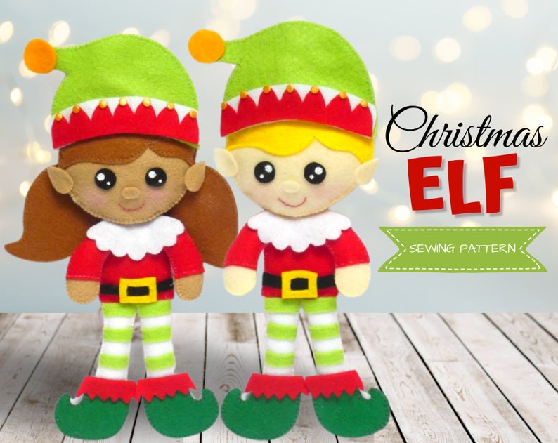 Christmas elf doll felt sewing PATTERN PDF & Tutorial rag | Etsy