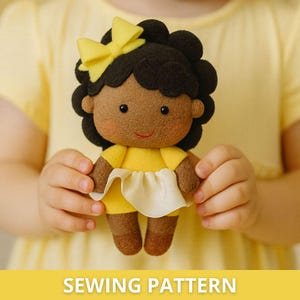 Felt Rag Doll PDF Pattern & Tutorial – Hand Sewing Softie – Easy DIY Doll – No Sewing Machine – Beginner Friendly – Printable Template