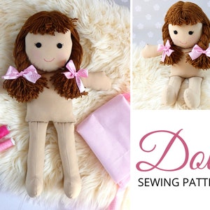 PDF Rag Doll Sewing PATTERN & Tutorial - cloth doll pattern, fabric doll pattern, softie toy pattern, dress up doll