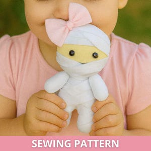 Halloween Mummy Felt Ornament PDF Sewing Pattern – DIY Hand Sewing Tutorial, Halloween Decoration, Easy Plush Toy Pattern