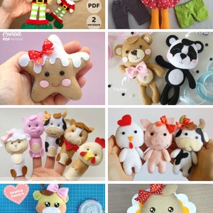 PDF Sewing Patterns Bundle Stuffed Toy Tutorials Felt Toys DIY Craft Kit Animal Patterns Rag Doll with Clothes Memory Teddy Bear Quiet Book image 7