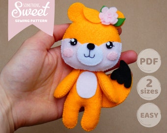 PDF felt Fox Doll Sewing PATTERN & Tutorial -  Felt Woodland Animal, Plush Toy, baby crib mobile toy, soft toy, felt fox ornament