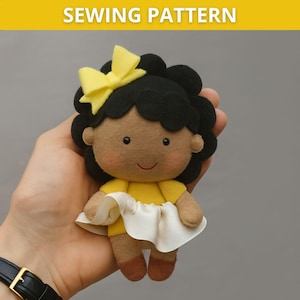 Patrón y tutorial de muñeca de trapo de fieltro en PDF – Muñeca suave para coser a mano – Muñeca fácil de hacer – Sin máquina de coser – Ideal para principiantes – Plantilla imprimible
