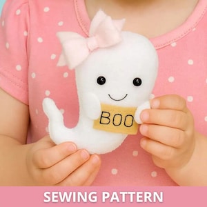 Ghost Felt Ornament Pattern PDF • Halloween Felt Sewing Pattern • DIY Felt Halloween Decoration • Hand Sewing Pattern for Beginners