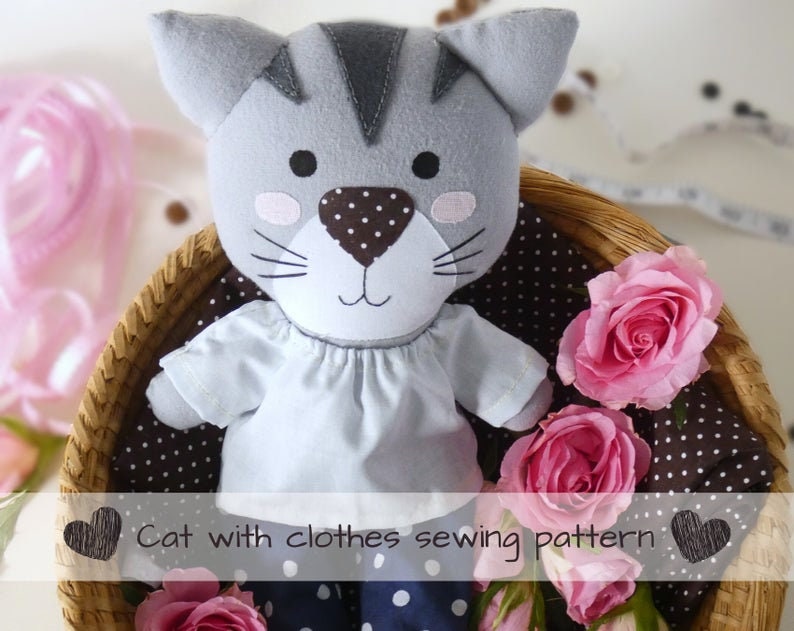 PDF Animal Rag Doll Sewing PATTERN & Tutorial Cat Doll Etsy