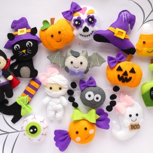 PDF Set of 15 Halloween felt Ornaments Sewing PATTERN & Tutorial - Halloween garland, Halloween plushie,  Black Cat, Bat, Pumpkin, Dracula