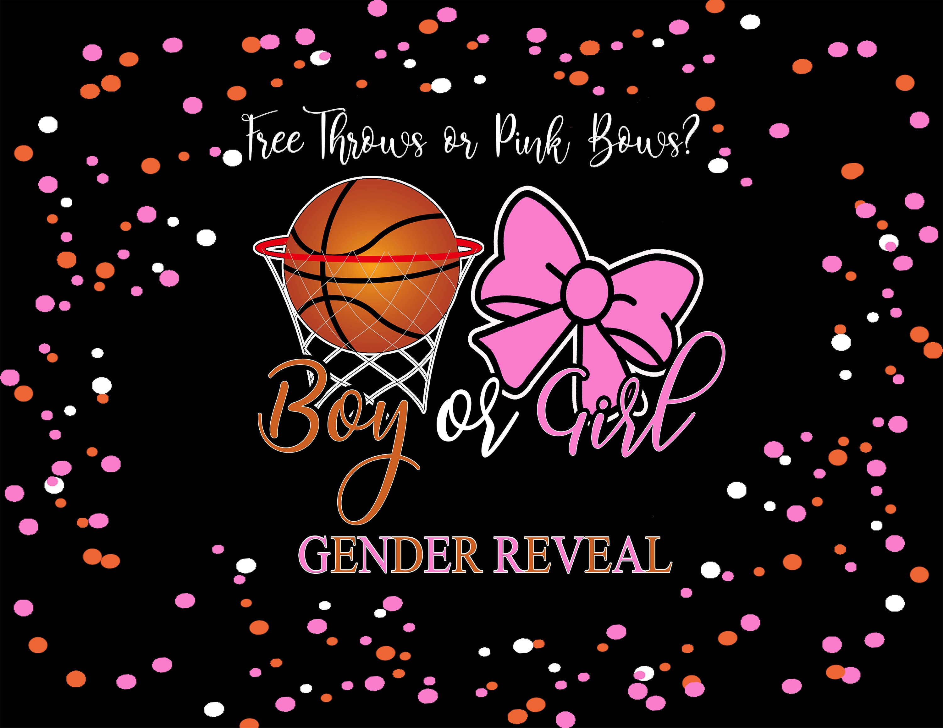 Free Throws or Pink Bows Gender Reveal Backdrop Etsy