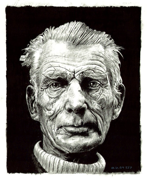 Samuel Beckett 01 limited signed print of original charcoal | Etsy