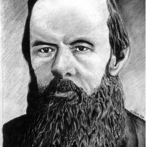 Fyodor Dostoevsky 01 - limited, signed print of original charcoal drawing of photograph