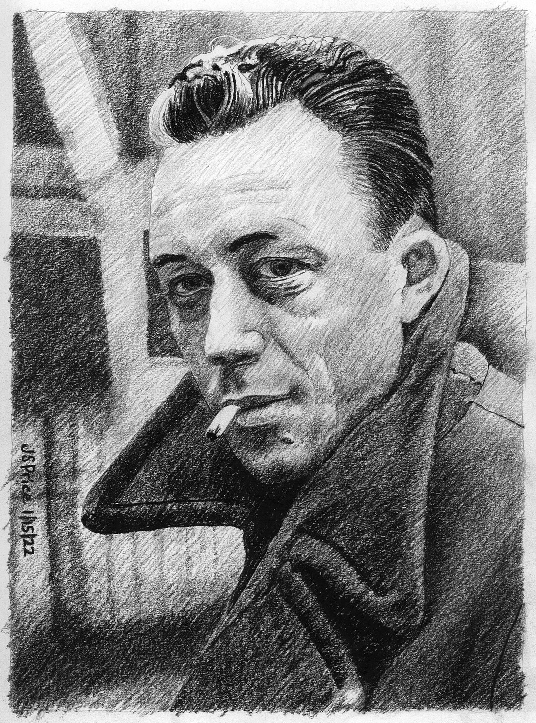 Albert Camus 02 - Original Charcoal Drawing - Etsy