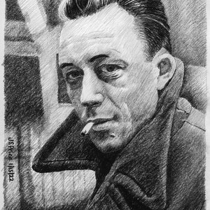 Albert Camus 02 - original charcoal drawing