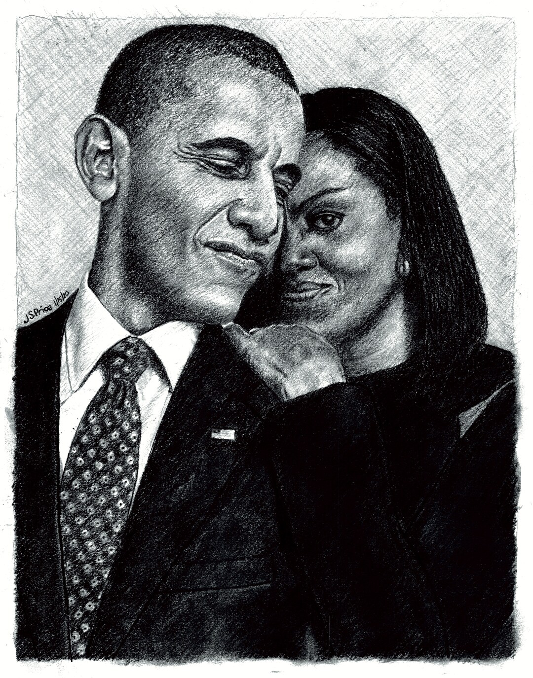 Obama Drawing Rope The Obamas 01 - Signed Original Charcoal Drawing of Photograph - Etsy